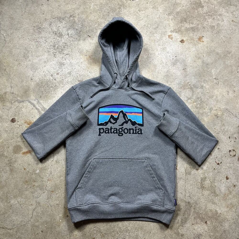 Grey Patagonia Big Logo Outdoors Hoodie Size S